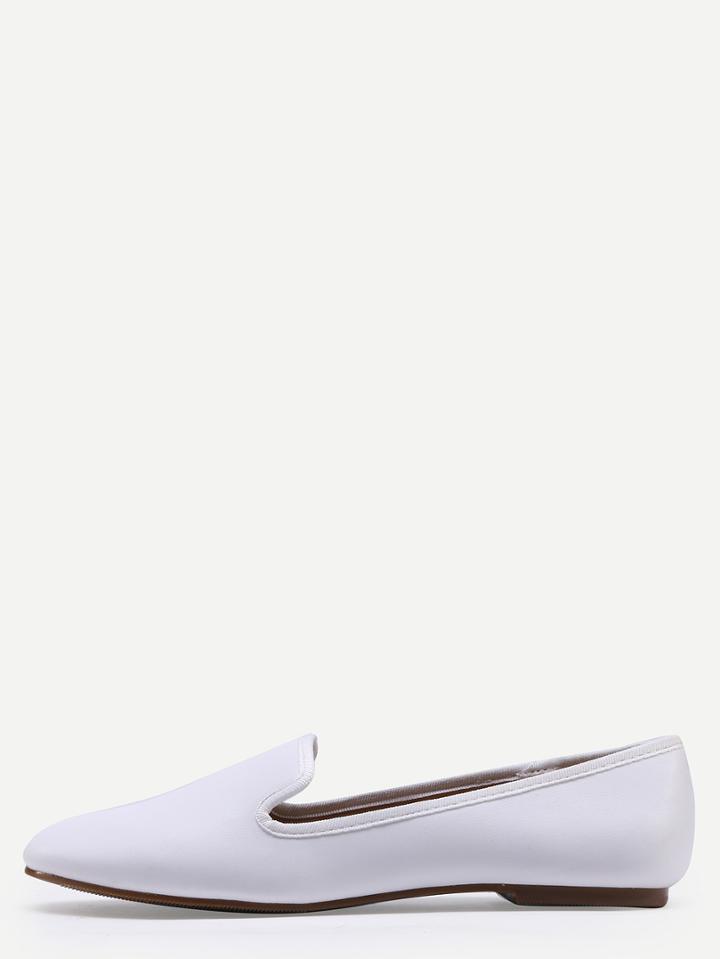 Romwe Suede Loafer Flats - White