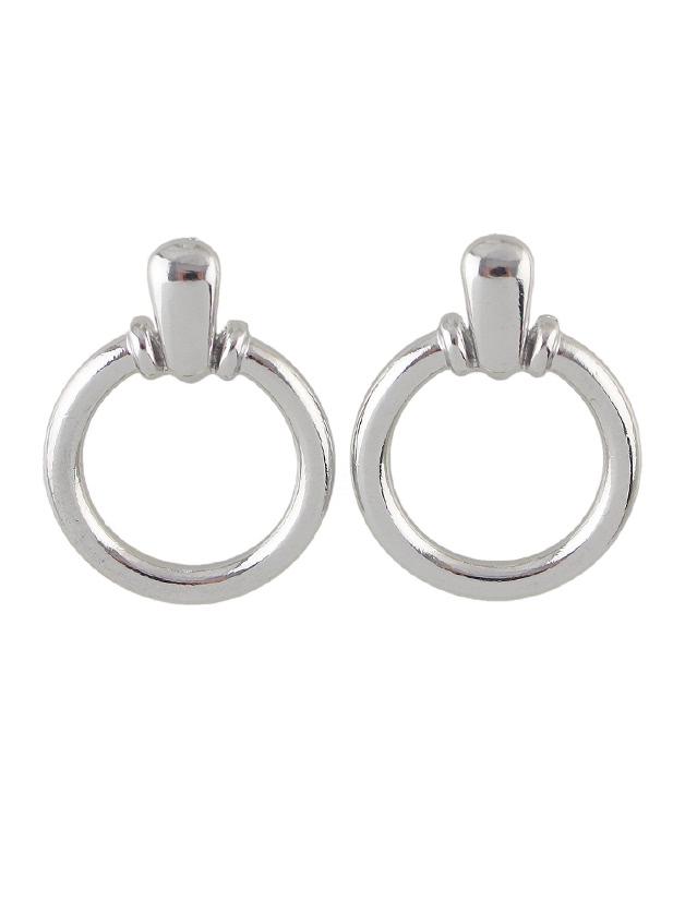 Romwe Silver Simple Circular Earrings For Women