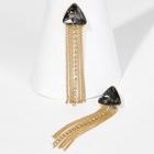 Romwe Triangle Gemstone Chain Tassel Drop Earrings