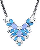 Romwe Blue Gemstone Silver Necklace