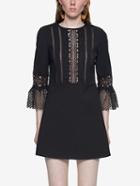 Romwe Black Lace Embellishment A Line Dress