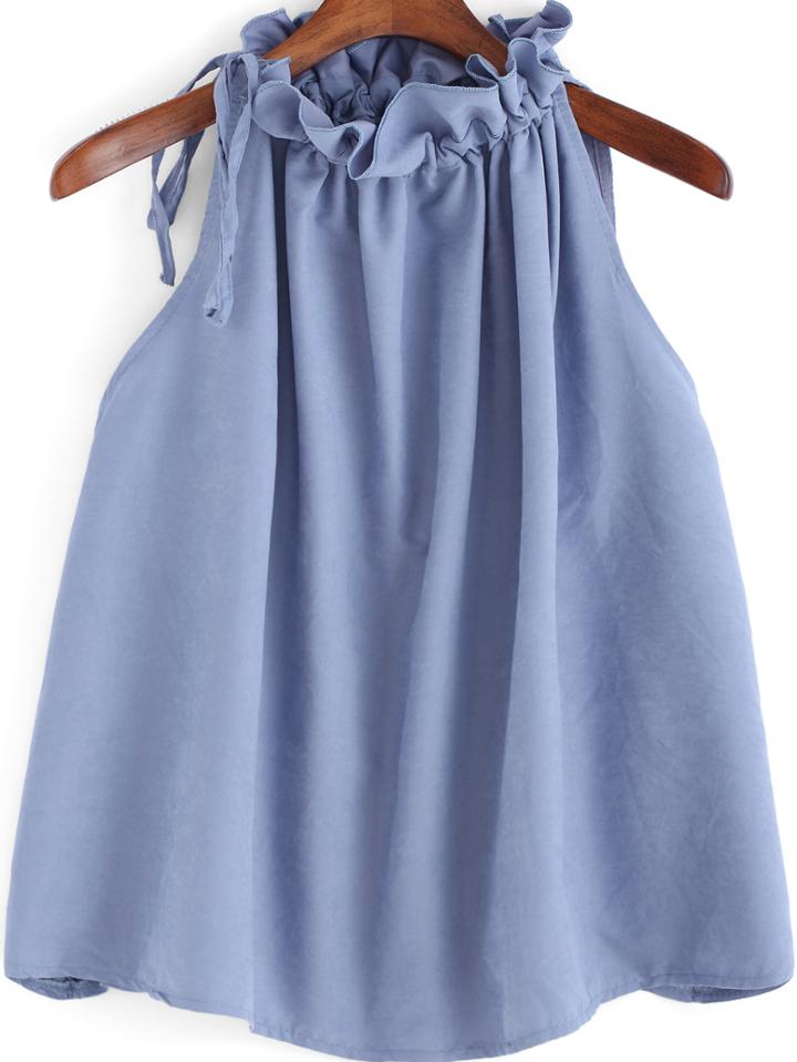 Romwe Drawstring Flare Tank Top