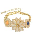 Romwe Gemstone Flower Bracelet