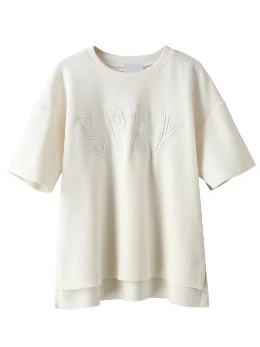 Romwe Dip Hem Letter Embroidered White T-shirt