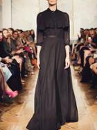 Romwe Black Stand Collar Length Sleeve Contrast Gauze Dress