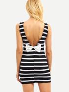 Romwe V-back Black White Striped Tank Dress