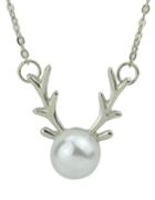Romwe Silver Imitation Pearl Pendant Necklace Womens