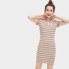 Romwe Zip Detail Striped Dress
