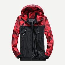 Romwe Men Contrast Camo Hooded Jacket