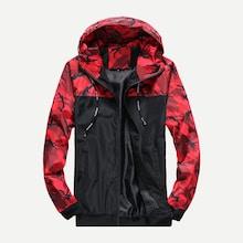 Romwe Men Contrast Camo Hooded Jacket