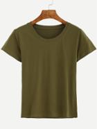 Romwe Olive Green Short Sleeve T-shirt
