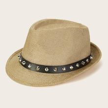 Romwe Guys Studded Decor Fedora