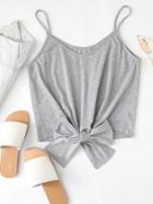Romwe Knot Front Cami Top