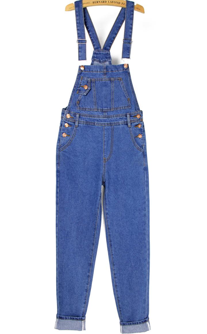Romwe Straps Blue High Waist Overalls