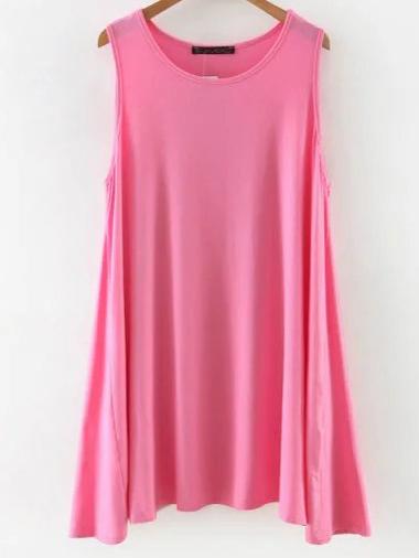 Romwe Rose Red Sleeveless Shift Dress