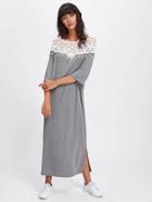 Romwe Lace Crochet Contrast Split Side Dress