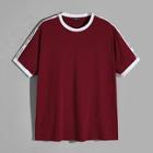 Romwe Guys Letter Sleeve Ringer T-shirt