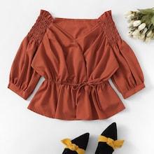 Romwe Solid Knot Front Blouse