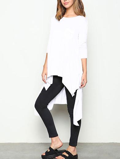 Romwe Long Sleeve High Low T-shirt