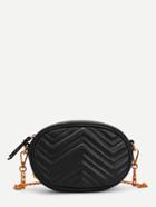 Romwe Chevron Detail Pu Bum Bag With Convertible Strap