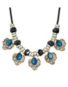 Romwe Lakeblue Flower Statement Collar Necklace