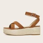Romwe Ankle Strap Espadrille Suede Sandals