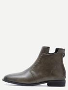 Romwe Olive Green Almond Toe Back Zipper Ankle Boots