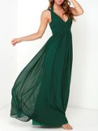 Romwe Dark Green Sleeveless Maxi Dress