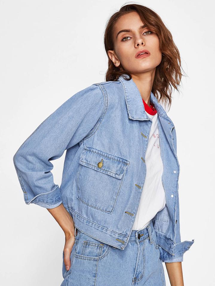 Romwe Crop Denim Jacket