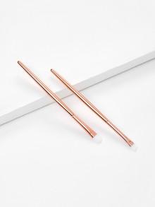 Romwe Metallic Handle Professional Makeup Brush Set 2pcs