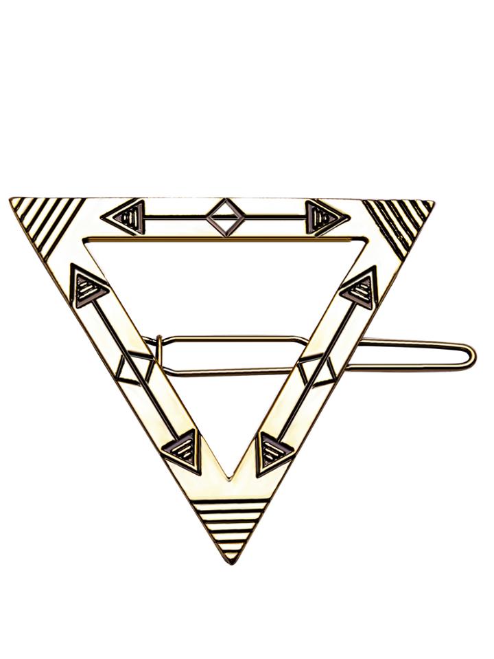 Romwe Antique Gold Hollow Out Triangle Hair Clip