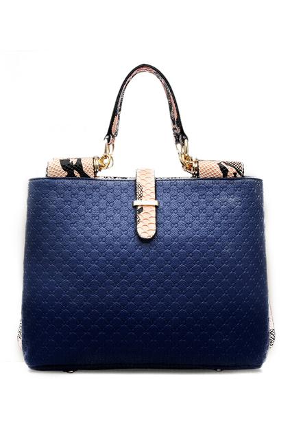 Romwe Romwe Snakeskin Amboss Sapphire Satchel Bag