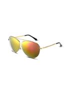 Romwe Gold Frame Double Bridge Mirrored Aviator Sunglasses