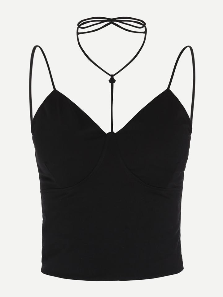 Romwe Halter V Neckline Cami Top