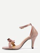 Romwe Pink Bow-tie Open Toe Stiletto Sandals