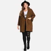 Romwe Plus Solid Dual Pocket Coat