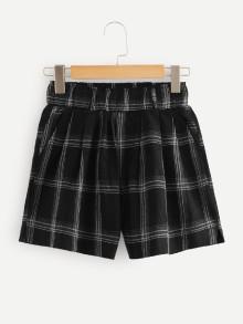 Romwe Plaid Elasticity Waist Shorts