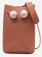 Romwe Brown Wood Balls Snap Button Closure Bucket Bag