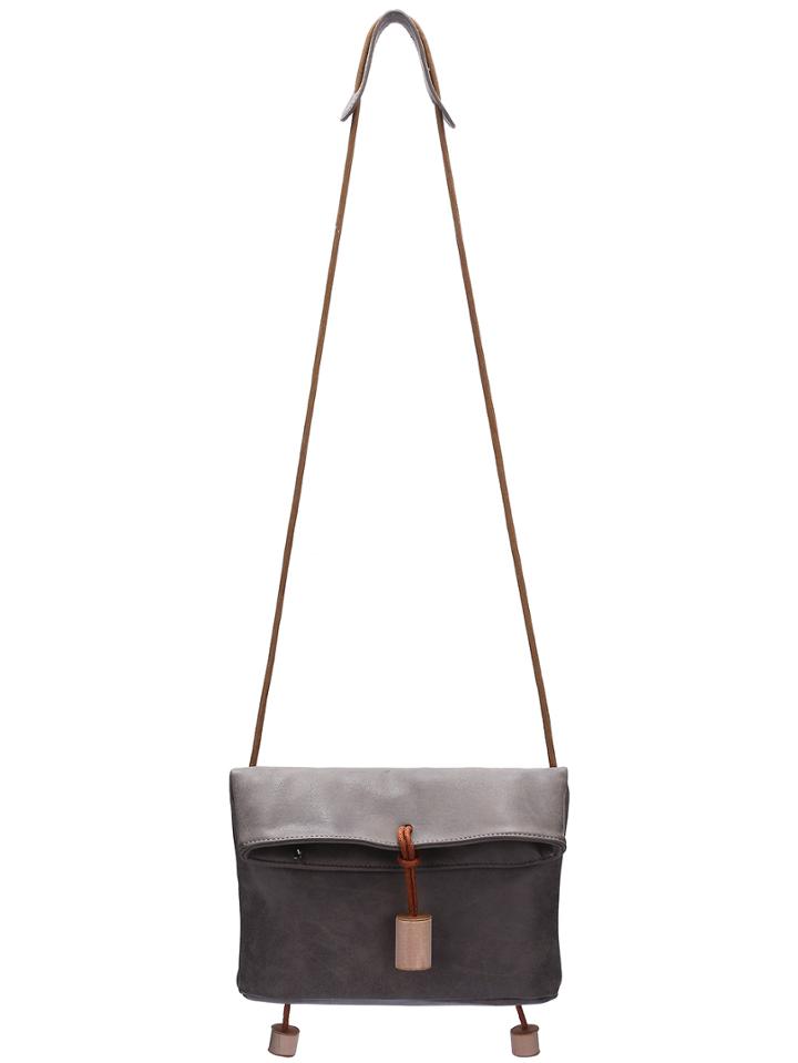 Romwe Grey Magnetic Pu Satchel Bag