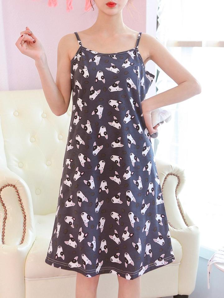 Romwe Dog Print Cami Dress