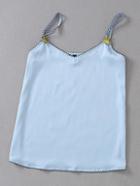 Romwe Blue V Neck Bee Embroidery Cami Top