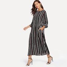Romwe Pocket Side Striped Hijab Dress