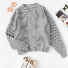 Romwe Dropped Shoulder Mixed Knit Sweater