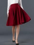 Romwe Vertical Striped A-line Burgundy Skirt