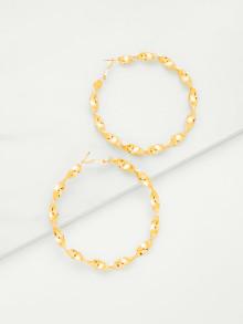 Romwe Wave Design Hoop Earrings