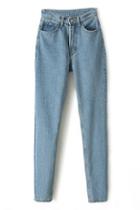 Romwe High-waisted Casual Blue Jeans