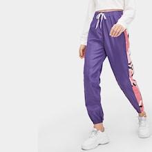 Romwe Drawstring Waist Contrast Camo Side Pants