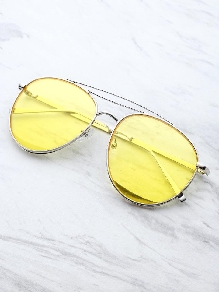 Romwe Metal Top Bar Aviator Sunglasses
