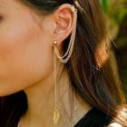 Romwe Leaf Detail Layered Chain Earrings With Ear Cuff 1pc