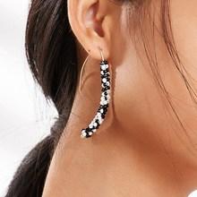 Romwe Two Tone Beaded Drop Earrings